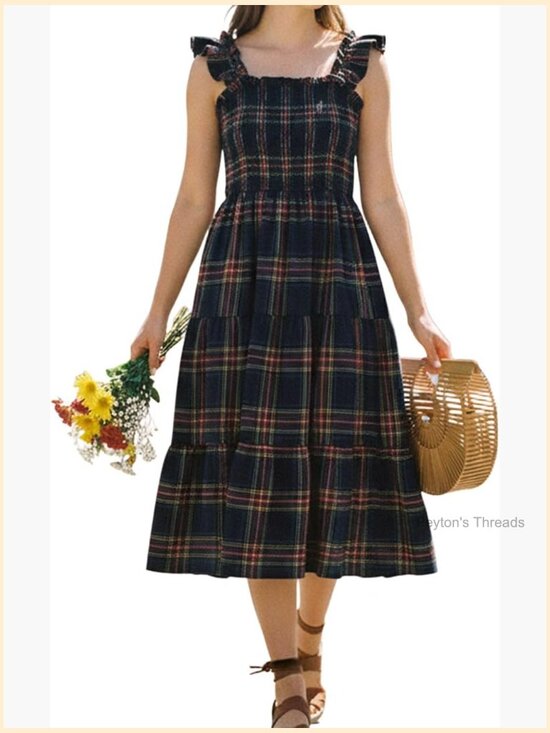 Dresses & Skirts - Sleeveless Square Neck Smocked Maxi Dress with Pockets